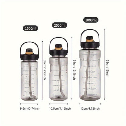 1pc, Large Clear Plastic Water Bottles - Motivational Sports Water Cups for Camping, Hiking, Fitness, and Home Kitchen - Perfect Birthday Gifts - 50.7oz/67.6oz/101.4oz
