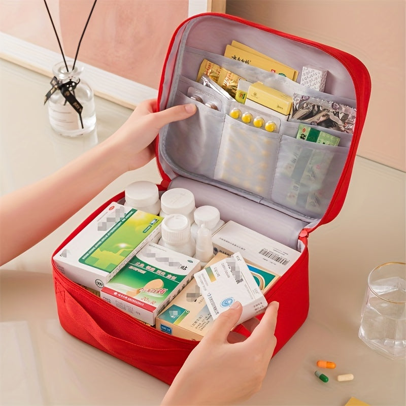 1pc Portable Medical Kit, Household Oxford Cloth First Aid Kit With Zipper, Outdoor Travel Medical Kit, Large Capacity Medicine Storage Bag