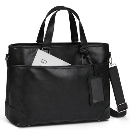 RAINSMORE Men's large-capacity 15.6-inch laptop briefcase Men's PU Leather briefcase shoulder bag commuting business bag