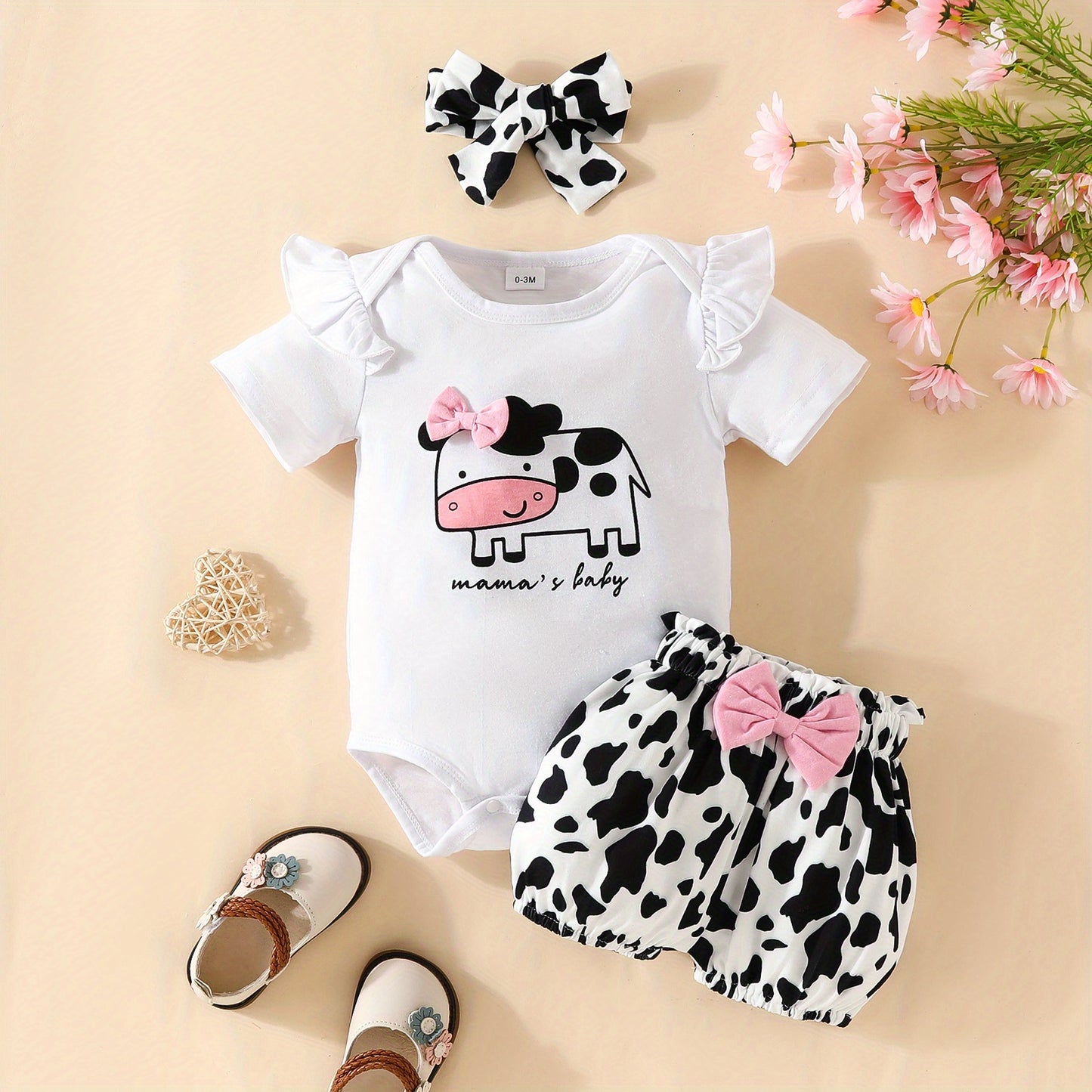 3pcs Short Sleeve & Shorts Set for Newborns - "I'm Daddy's Girl" Letter Print Pants and Headband, Mommy's World Alphabet Kids' Outfit, Perfect for Outdoor
