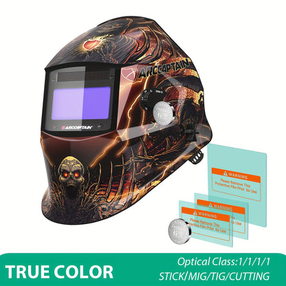 ARCCAPTAIN Auto-Darkening Welding Helmet with -Free Large View Welding Hood Mask, True Color Vision & Shade 1-4 Adjustment, CE, Compatible with Welding Machines (Professional Welder's Mask)