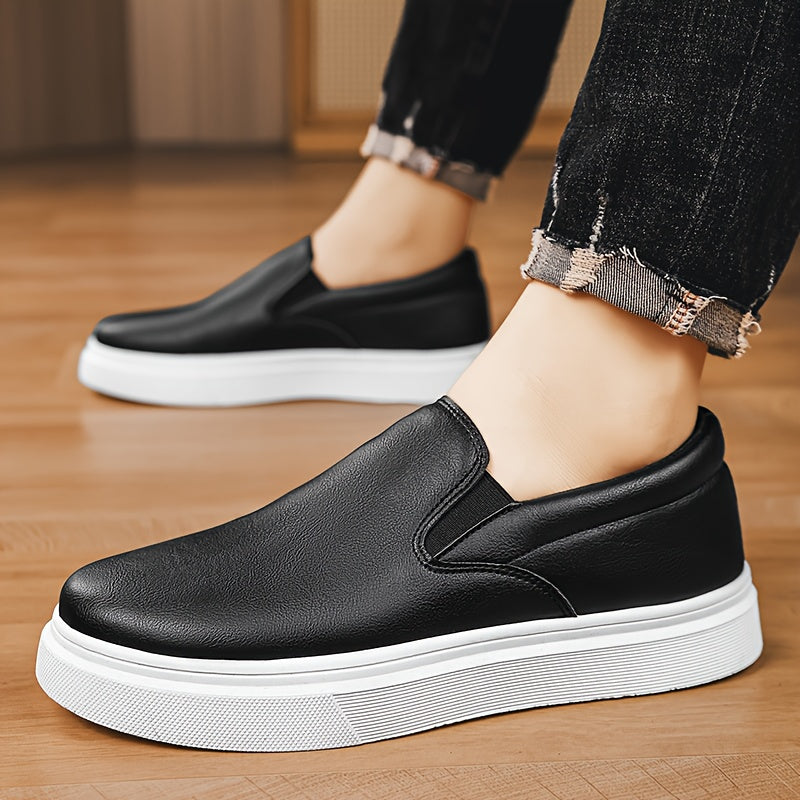 Mocassins para homem sem atacadores - Ténis antiderrapantes de cano baixo com bico redondo, estilo mocassins, com sola acolchoada em PVC, disponíveis em castanho/preto/branco/bege para uso diário e formal - Sapatos sociais minimalistas e versáteis.