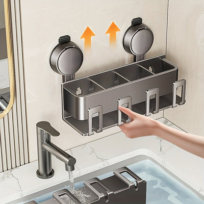 Bathroom Essentials Wall Mount Shower Caddy - No Drilling Required, Space-Saving Organizer for Toothbrushes, Dental Cup, Mouthwash, and Bathroom Accessories - Ideal for Home and Gift