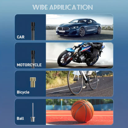 Recomendação: Bomba de ar de alta velocidade de 150 PSI com visor digital inteligente e luz de emergência para reparação de pneus. Adequada para encher carros, motas, bicicletas e diversos tipos de bolas. Versão preta obsidiana.