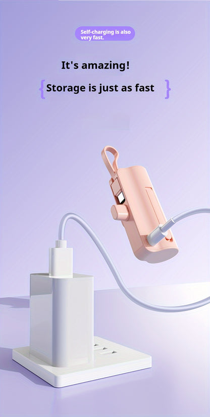 BYGP 5000mAh Mini Portable Charger, USB Type-C, Universal Emergency Power Bank for iPhone 14/13/12 Pro Max, iPad Pro, Samsung Android, Compact Travel Phone Charging Backup Battery Pack, Rechargeable ≤36V