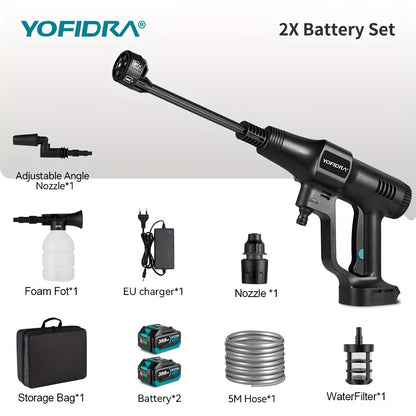 Brushless High Pressure Car Washing Water Gun, 6in 1 Cordless 3-speed High Pressure Cleaning Machine with 5m Water Hose, Suitable for Garden Watering, Car Washing And Floor Cleaning, Outdoor Cleaning, Cordless Design, Efficie
