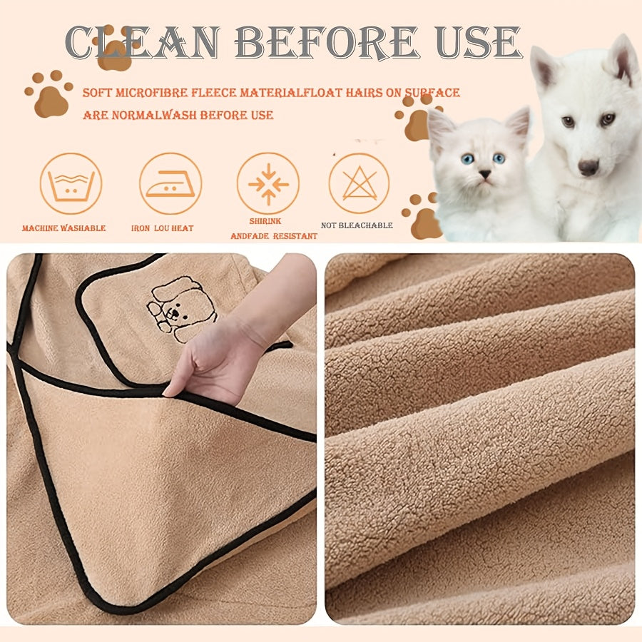 A Beautiful Pet Bath Towel for Dogs to Bathe And Swim with Soft, Thick, Super Absorbent, Easy to Dry, with Pockets And Patterns.Suitable for Medium to Large Dogs.There Are Three Color Options Available.