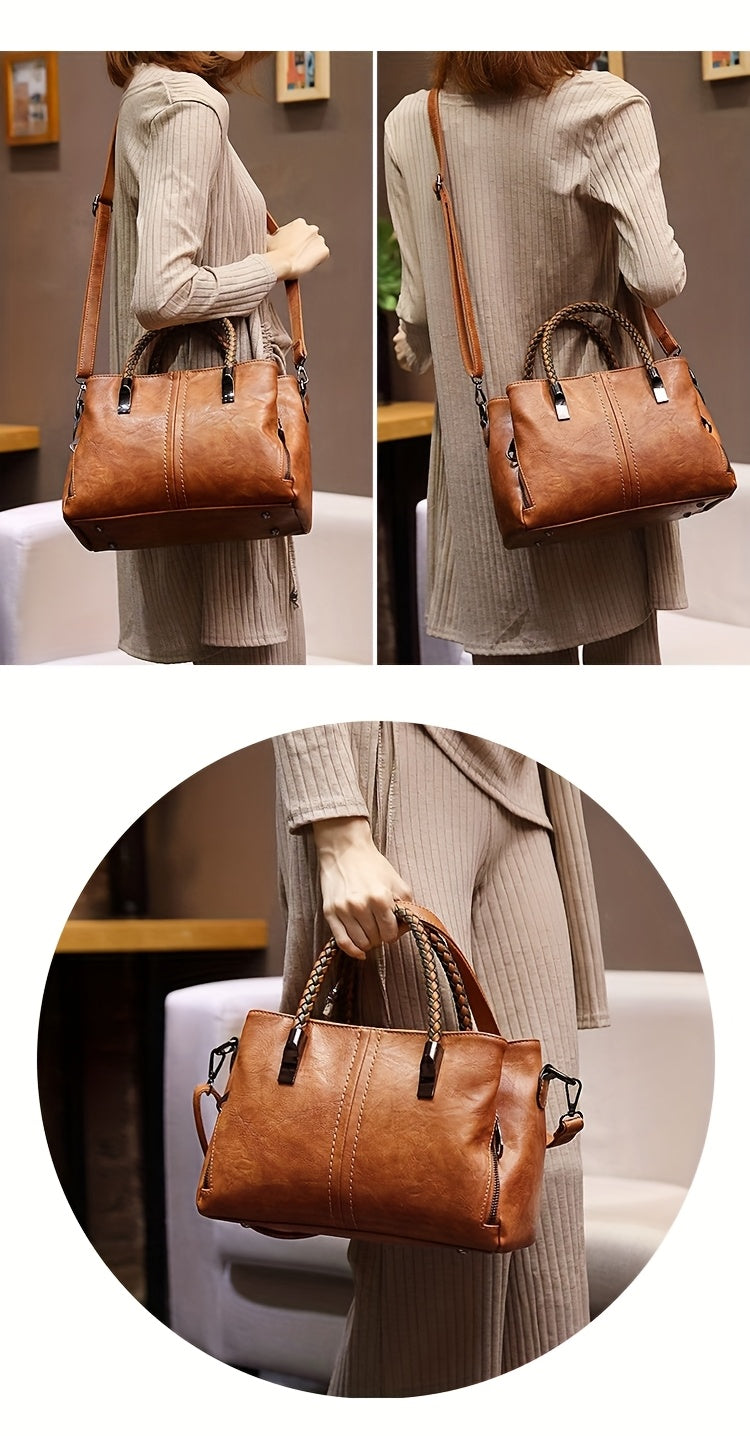 Big Bag 2025 Four Seasons Versatile Handbag Fashion Office Bag Texture Soft Boston Single Shoulder Crossover Large Capacity Women's Bag