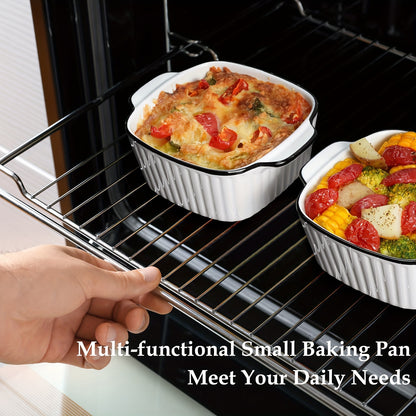 4pcs, 13oz ceramic baking dishes, black-rimmed square baking dishes, small baking dishes suitable for air fryers, ceramic bakeware with handles, oven-safe, microwave-safe, dishwasher-safe. Kitchen supplies. Dessert bowls. Fru