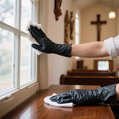 100pcs Black Nitrile Disposable Gloves, Suitable for Home Cleaning, Tattooing, Nail Care, Household, Salon Use, Waterproof Disposable Gloves, Left and Right Hand Universal