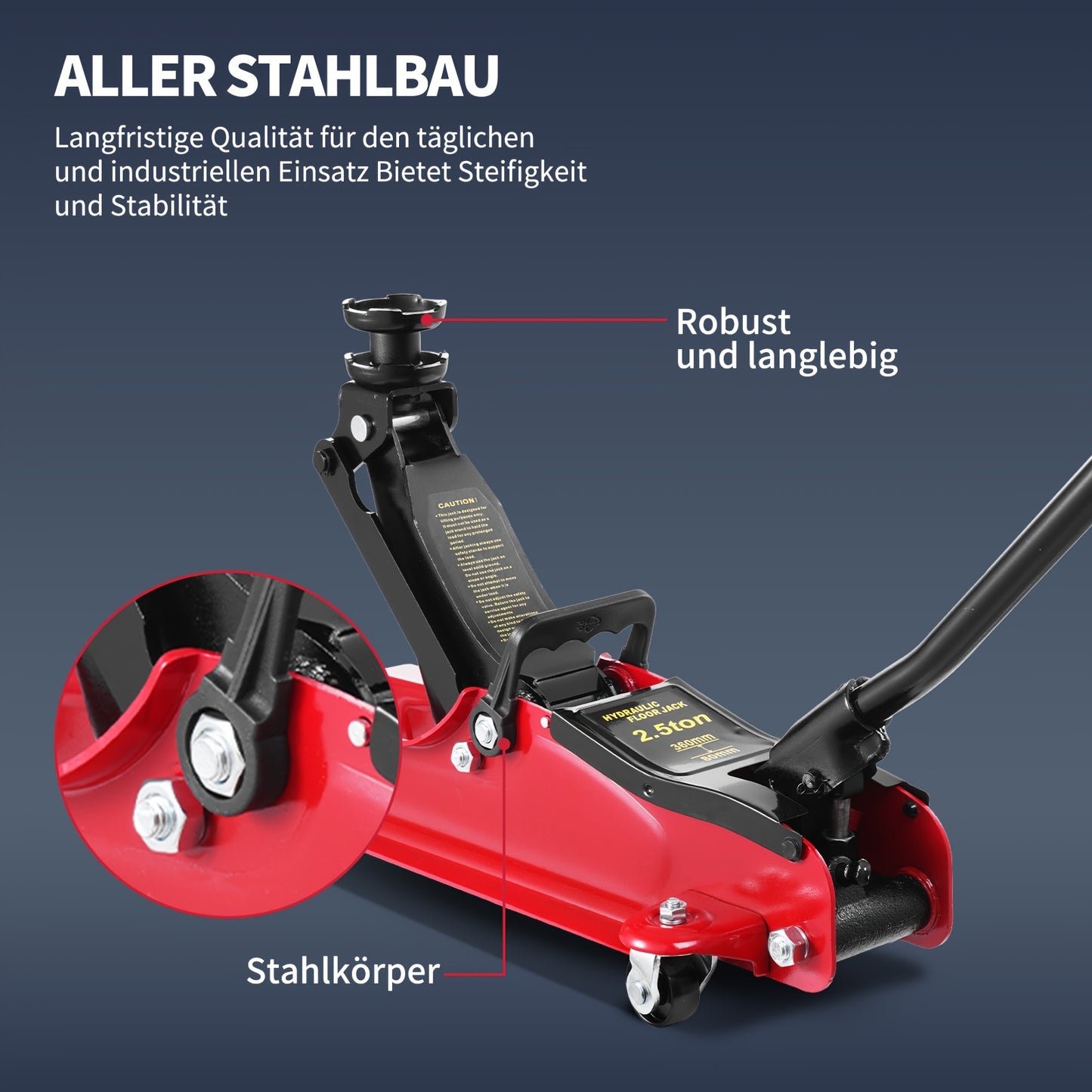 2.5 Ton Hydraulic Floor Jack with Telescopic Handle - Durable Iron Construction, Adjustable Height, Portable for Cars, Trucks, Buses - Ideal for Garage Use, Tire Repair & Emergency Situations, Portable Hydraulic Jack