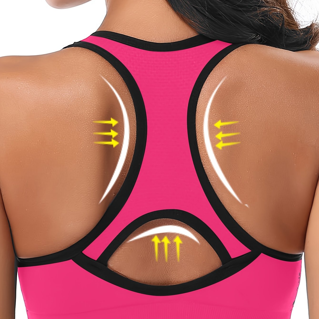 Women's High-Support Sports Bra with Removable Pads - Quick-Dry, Shockproof, Double-Layer Racerback Vest for Running & Fitness, Breathable Nylon-Elastane Blend, Non-See-Through, All-Season Activewear