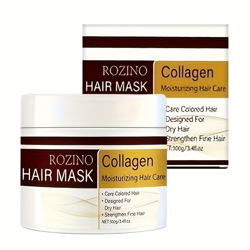 Máscara Capilar de Colagénio ROZINO - 100g, Hidratante e Suavizante para Cabelos Secos e com Frizz, Fragrância Duradoura, Hidratação Intensa com Glicerina, Fórmula Adulta, Máscara Capilar Hidratante | Embalagem Elegante