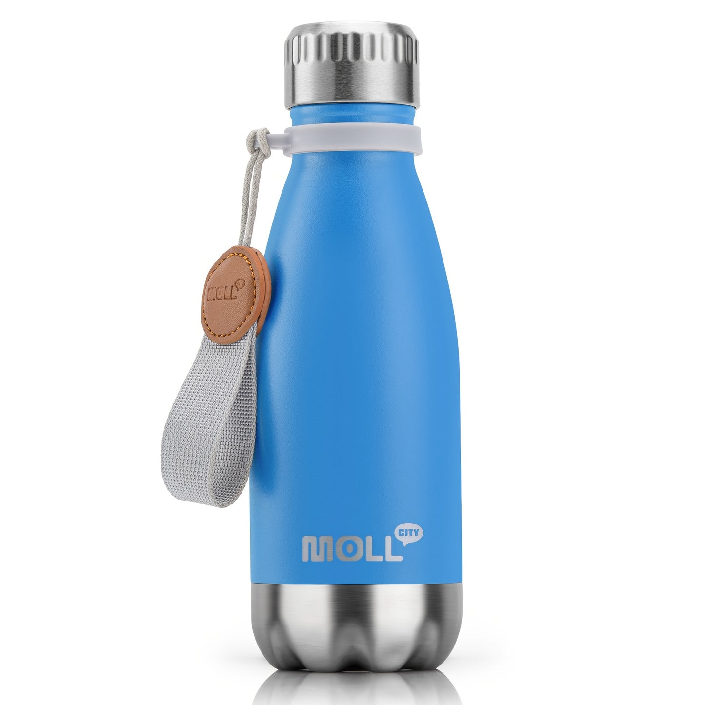 1pc Mollcity 9oz/266ml Stainless Steel Water Bottle - Vacuum Insulated, Leak-Proof, BPA-Free, Double-Wall Insulated with Carry Strap, 24H Cold & 12H Hot, Lightweight & Durable for School, Sports, Travel, Outdoor, Gym, Hiking