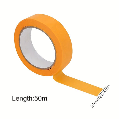 20pcs Orange Painter's Tape, 30mm x 50m - Removable Adhesive for Walls, Automotive, and Home Decoration, No Solvents Needed, Strong Bonding for Concrete Surfaces, Wall Adhesive | Consistent Width | Strong Adhesive