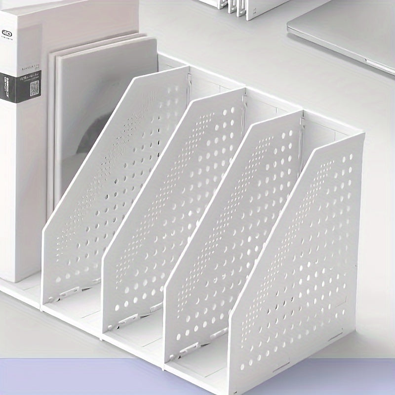 Caixa organizadora retrátil com 4 compartimentos para livros e arquivos: ideal para organizar documentos, arquivos e outros artigos essenciais de escritório, material escolar e decoração.