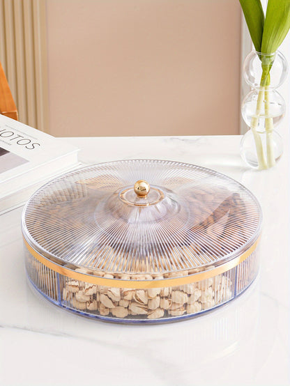 1pc, Candy Servers With Lid, 10.92in/28cm Clear Amber Gray Candy Snack Organizer, Candy Jar With Lids, Wedding Birthday Graduation Holiday Party Supplies, Home Decor