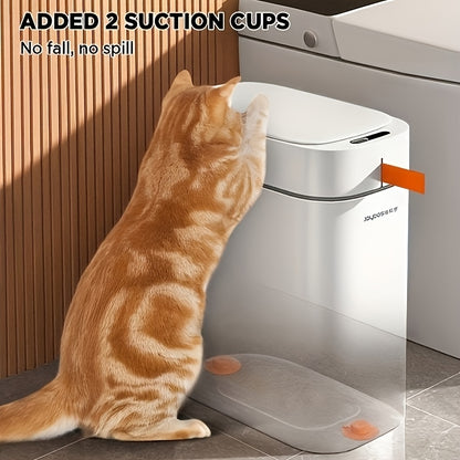 1pc 10 Litre Motion Sensor Trash Can for Bathroom, Automatic Trash Bin with Lid, Slim Rubbish Bin, Touchless Waste Bin, Small Garbage Can for Bathroom, Bedroom, Office, Kitchen, RV, Rechargeable, Auto-Adsorption Bag, Perfect