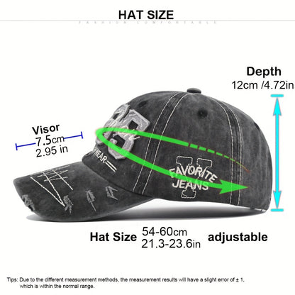 1985 Embroidery Ripped Baseball Cap Washed Distressed Patch Adjustable Dad Hat Vintage Lightweight Sunscreen Sports Hat