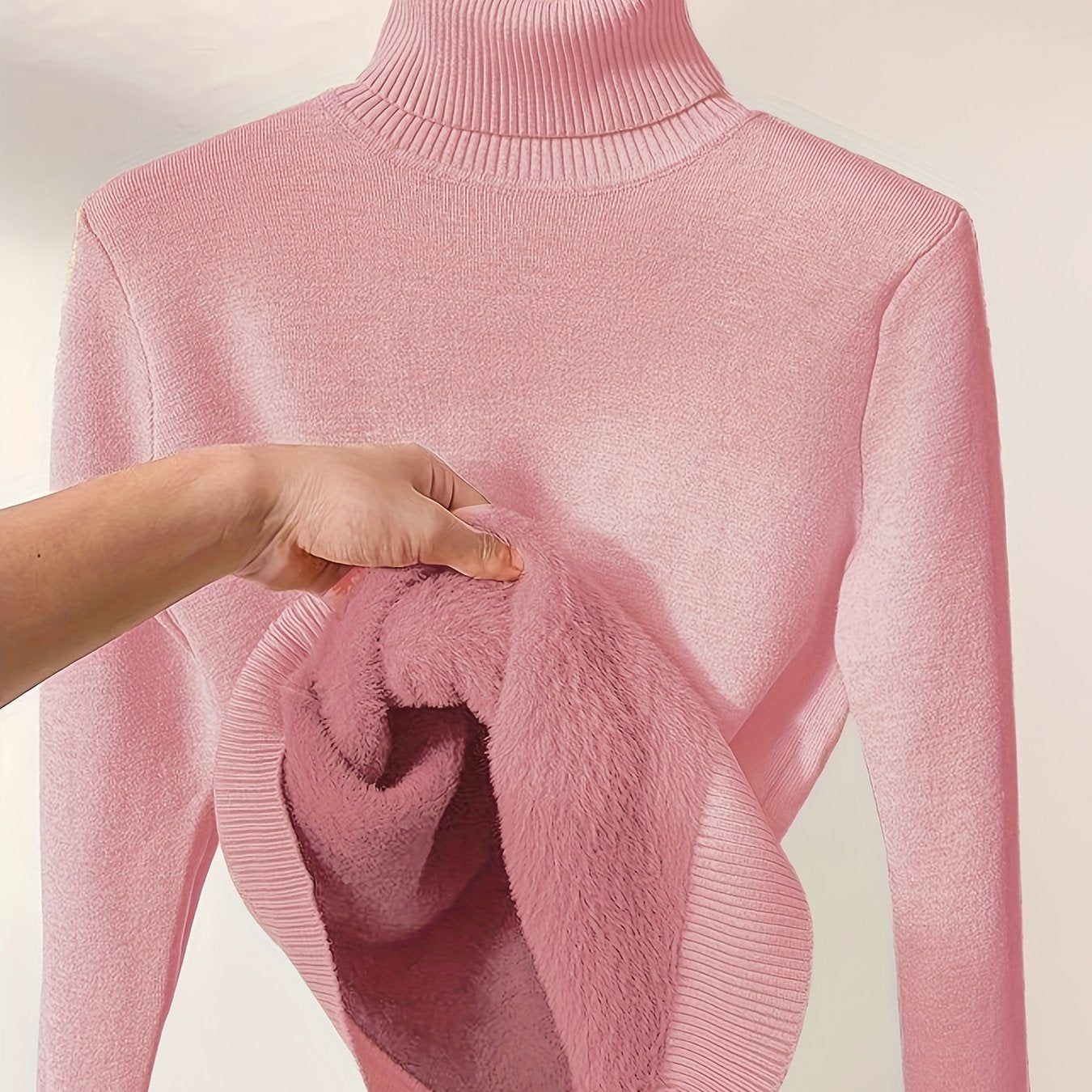 Solid Turtle Neck Pullover Sweater, Casual Long Sleeve Thermal Sweater For Fall & Winter, Women's Clothing
