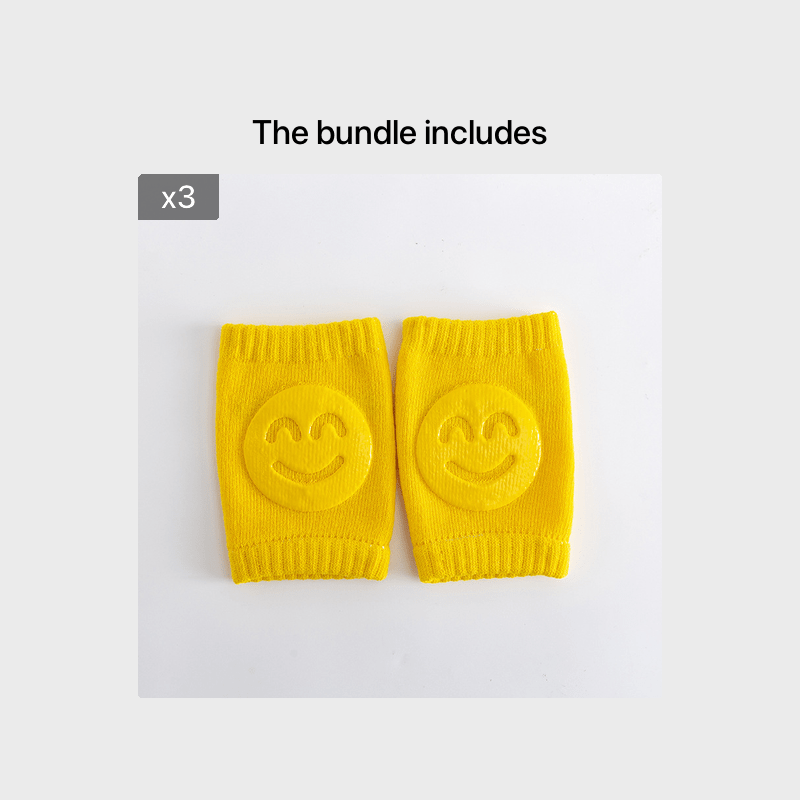 Boys Casual Knitted Knee Pads With Smile Face, Thermal Joint Protector For Autumn And Winter
