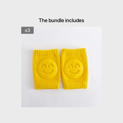 Boys Casual Knitted Knee Pads With Smile Face, Thermal Joint Protector For Autumn And Winter
