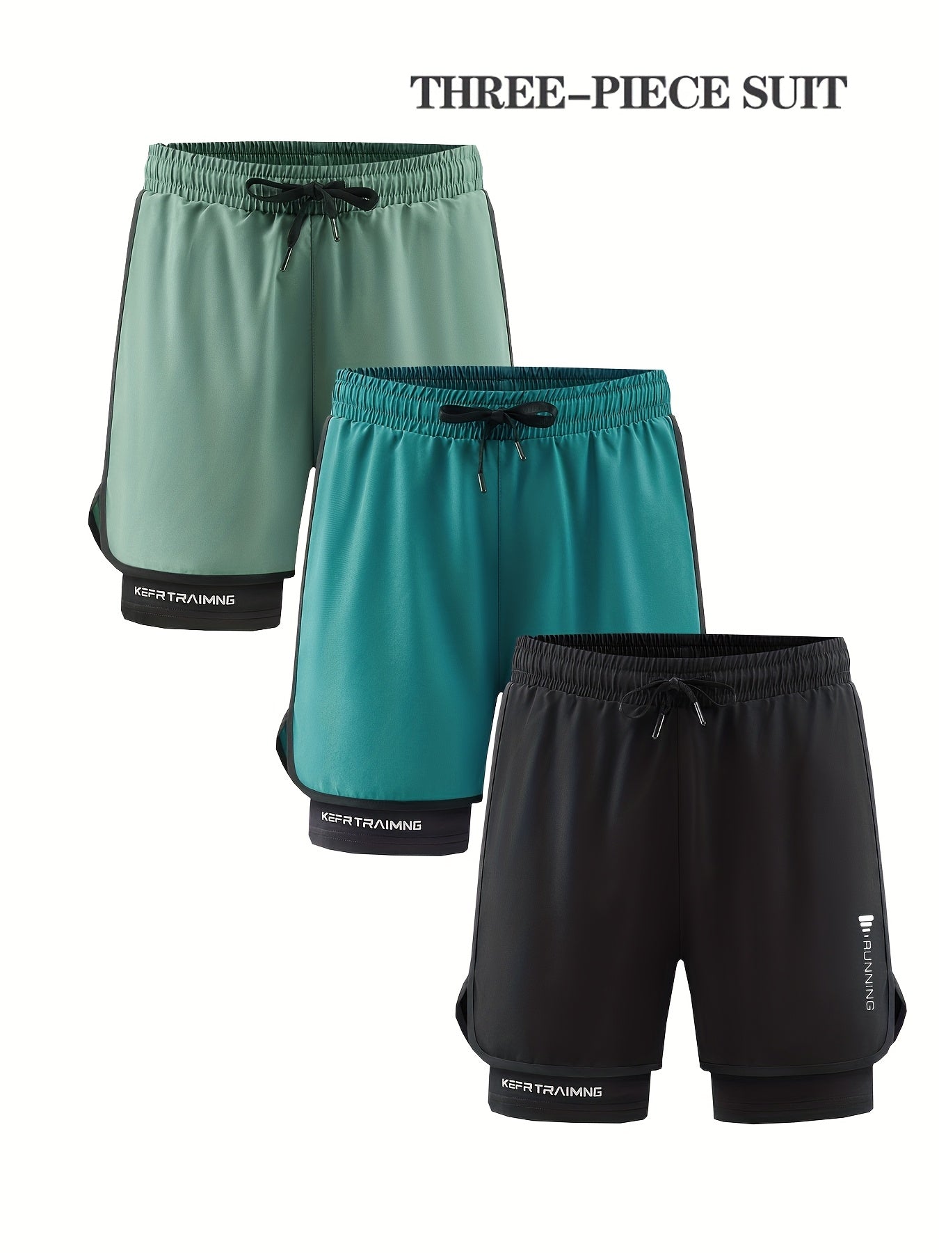 3pcs Men's Quick-Dry Lightweight Running Shorts, with Elastic Drawstring Waist and Side Pockets - Mo, Running Shorts for Men, Mens Mid Length Wide Leg Shorts, Men Workout Shorts, Gym Shorts Above Knee, Mens Shorts with Liner,