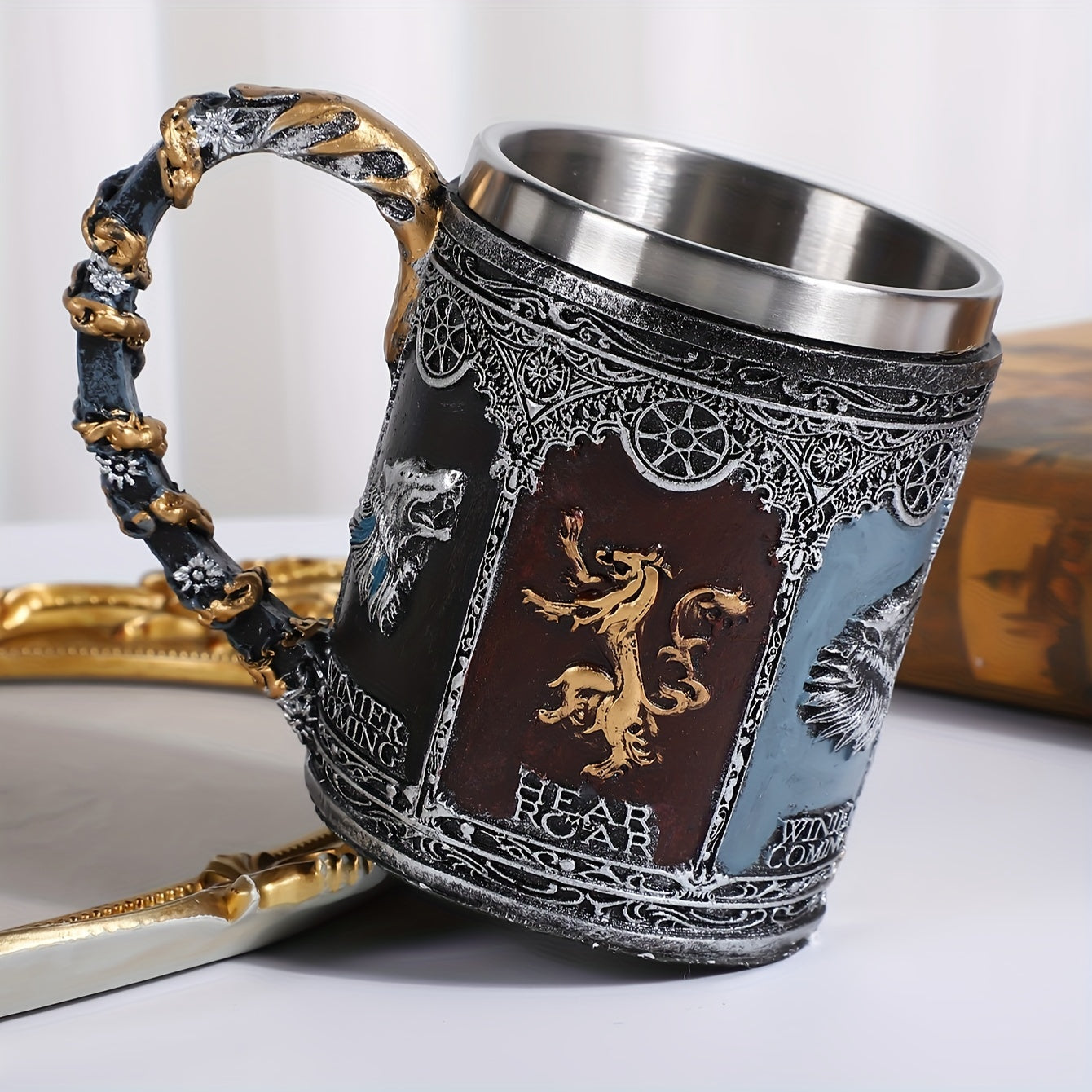 [Customer Favorite] Ice Bird & Blazing Fire Stainless Steel Beer Mug - Silvery, Perfect for Office, Sleep, Reading | Ideal for Oktoberfest, Easter, Hanukkah