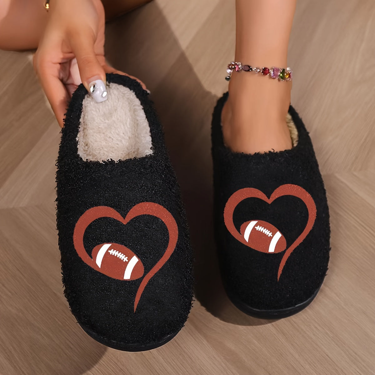 Christmas Tree Pattern Fuzzy Slippers, Winter Warm Closed Toe Flat Floor Shoes, Cozy Soft Sole Plush Home Slippers