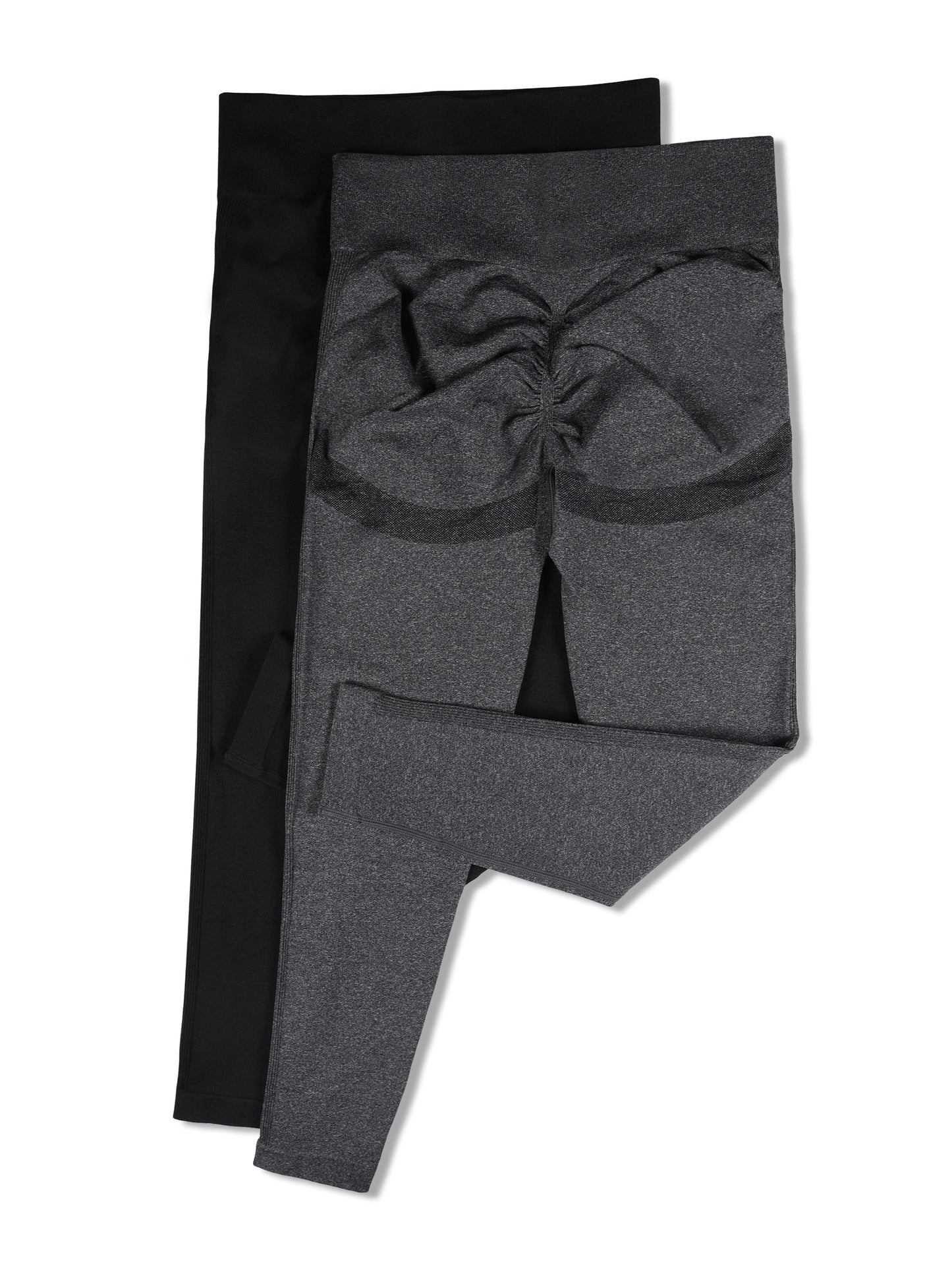 2-Pack Plus Size High-Waisted Butt Lifting Fitness Pants, Women's High Elasticity Quick-Dry Tight-Fit Sports Running Yoga Long Trousers