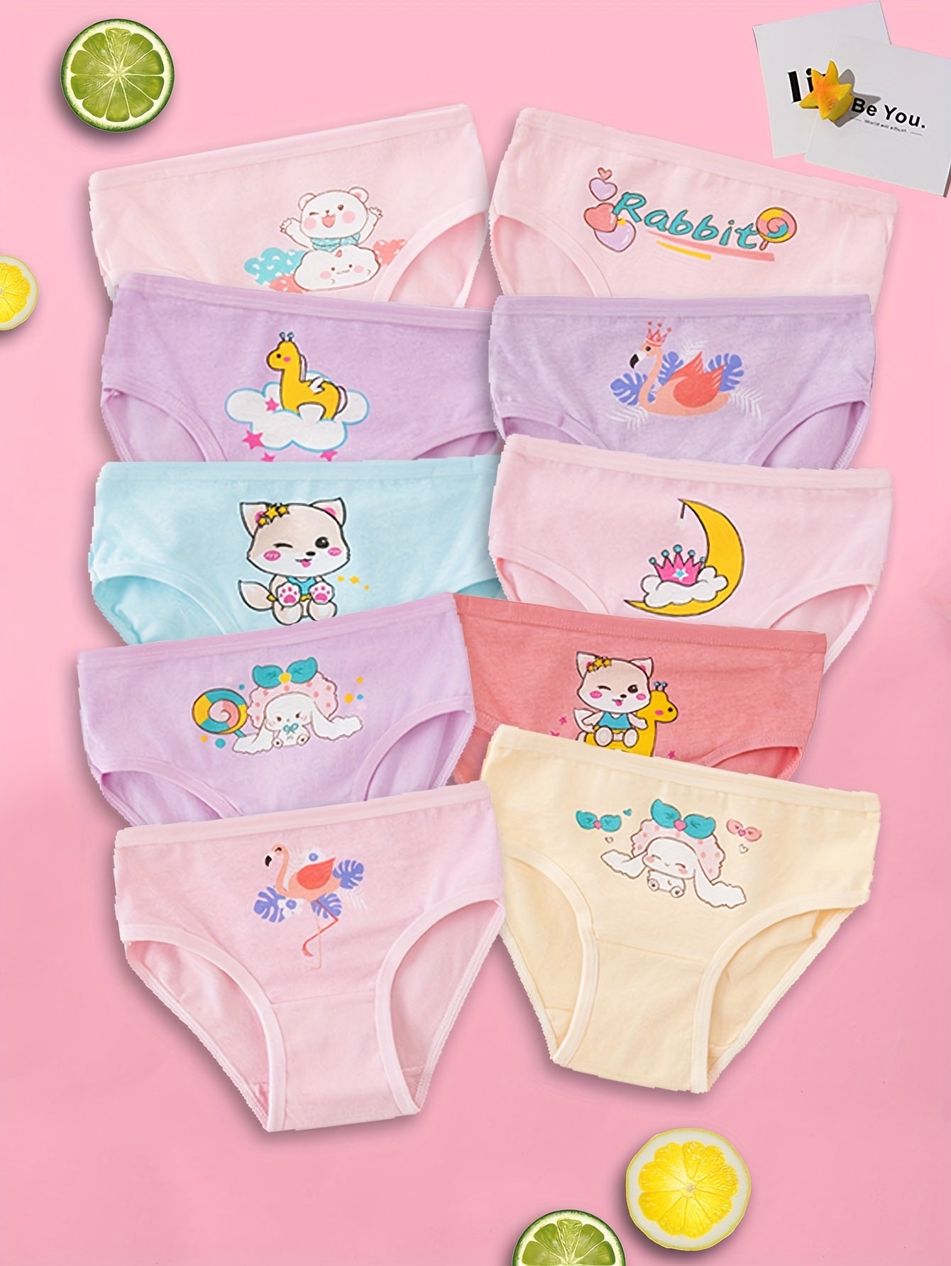 Conjunto de 8 cuecas infantis com estampas de desenhos animados, cuecas fofas para bebés e crianças pequenas, cuecas tipo biquíni macias e respiráveis.