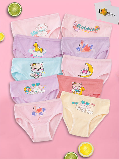 Conjunto de 8 cuecas infantis com estampas de desenhos animados, cuecas fofas para bebés e crianças pequenas, cuecas tipo biquíni macias e respiráveis.