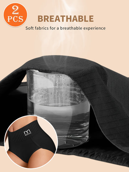 2-Pack Women'S High-Waisted Panties, Soft Fit Triangle Underwear, Breathable and Light Beige-Friendly