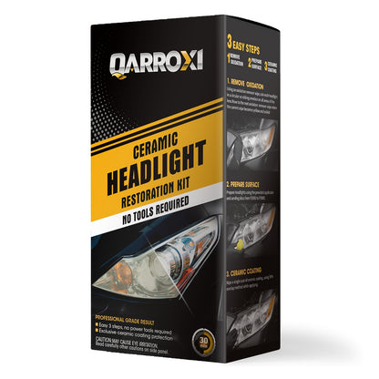 QARROXI Cefor ramic Headlight Restoration Kit, 3-Step DIY Headlight Renewal, UV Blocking Clear Coat, Enhanced Light Output & Beam Precision, Durable Fabric Material, with Compatible Multiple Models for Uncharged