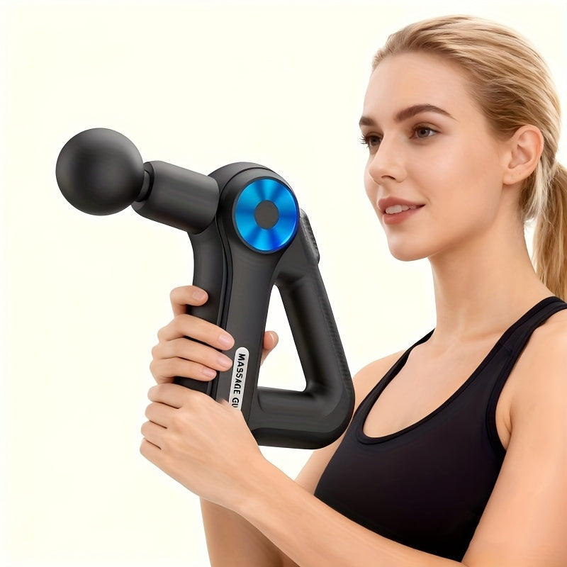 Portable USB Rechargeable Massage Gun Featuring 9 Interchangeable Heads for Comprehensive Body Massage, Including Deep Tissue for Back And Arms. This Handheld Electric Muscle Massager Is Ideal for Sports And Fitness Enthusias
