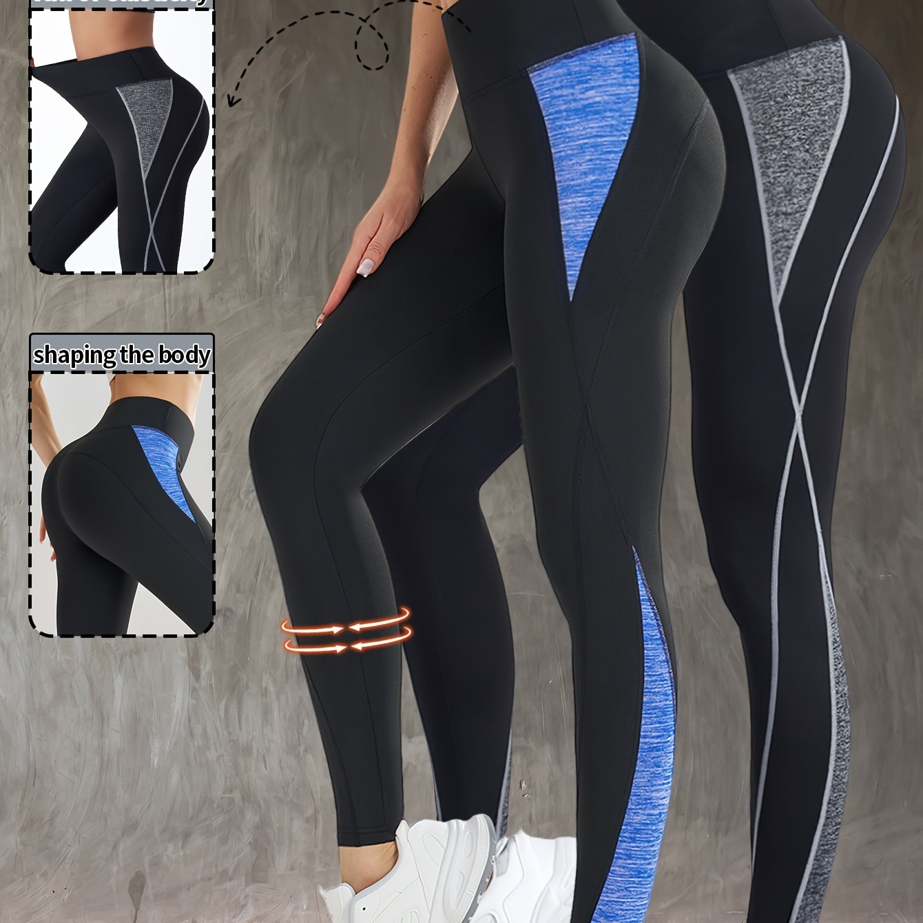 2pcs Women's Fashion Yoga Pants, Fitness Outdoor Sports Leggings, Tummy Control Butt Lifting Tight Pants, Comfortable Breathable Sweat-Absorbing Long Pants