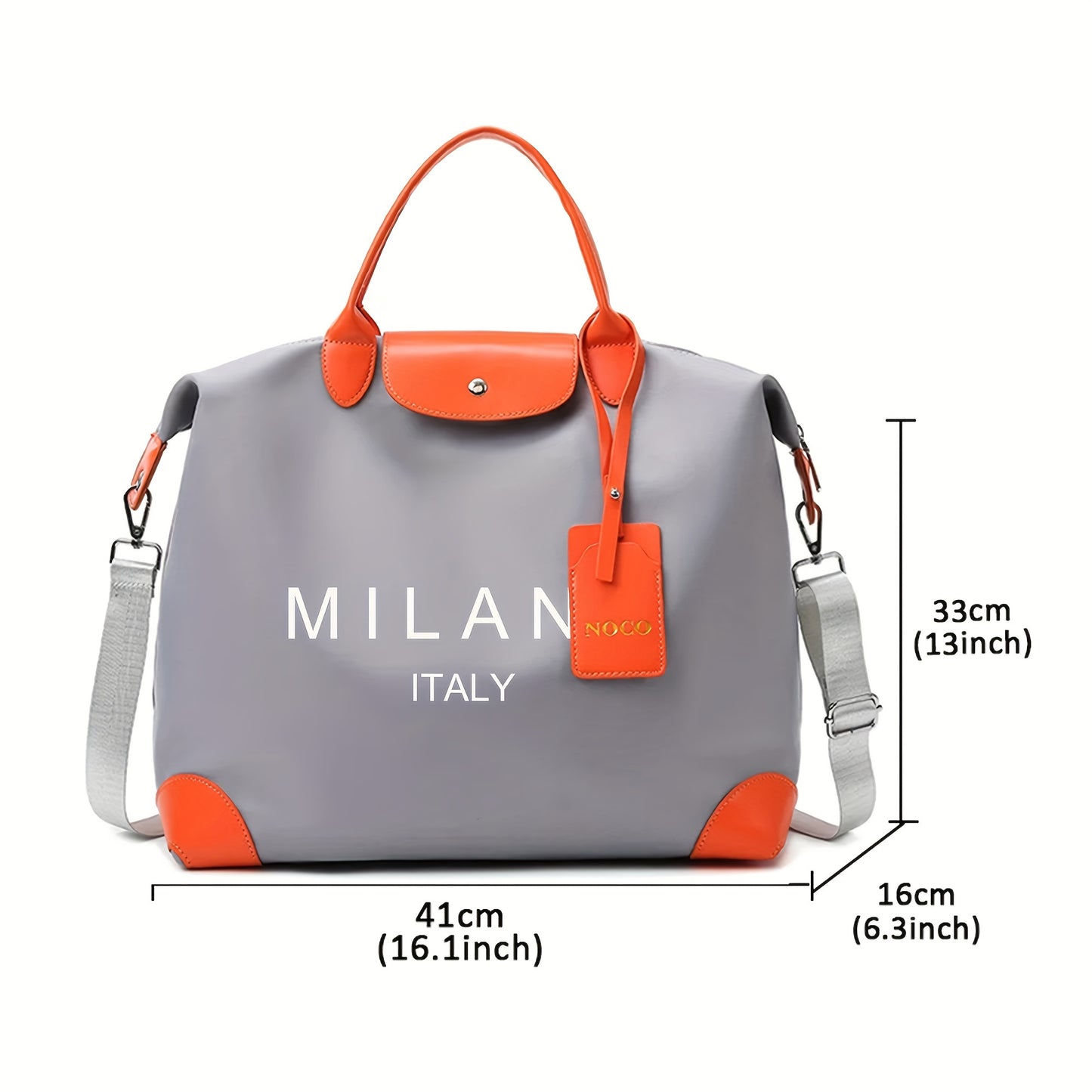 1pc MILANO Printed Crossbody Bag - High-Capacity Adjustable Strap Handbag with Double Handles, Lightweight Polyester Lining, Minimalist Design for Daily Commute & Vacation, For Teenager