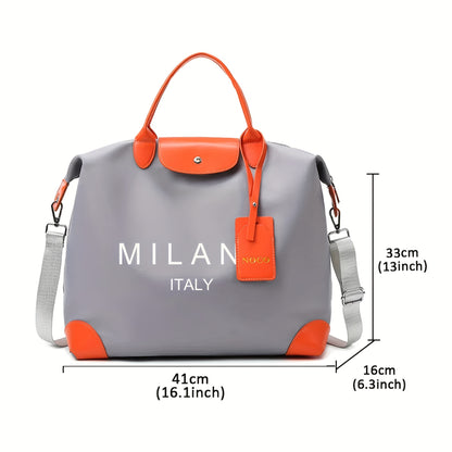 1pc MILANO Printed Crossbody Bag - High-Capacity Adjustable Strap Handbag with Double Handles, Lightweight Polyester Lining, Minimalist Design for Daily Commute & Vacation, For Teenager
