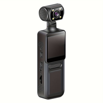 Handheld Stabilizer Pocket Sports Camera with Rotating Lens, Touch Video Recording, 180° Rotatable HD Camcorder for Action Vlogging on Skiing & Cycling, 1.3-inch Screen Portable Rechargeable Outdoor Adventure Handycam