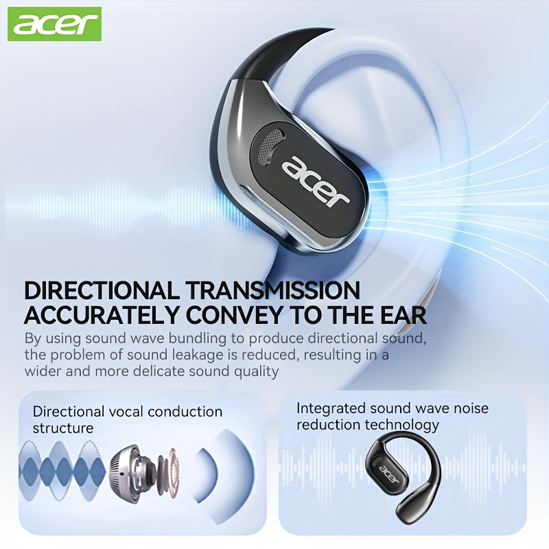 Auscultadores sem fios Acer OHR510 Pure Bass Sound - Novo modelo com design supra-auricular, bateria de longa duração e som de alta qualidade para desporto.