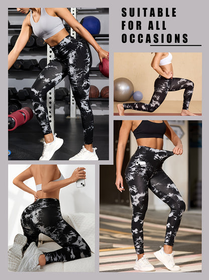 3-Pack Women's High Waisted Yoga Leggings - Non-See Through Tummy Control Workout Pants with Side Pockets, Stretchy All-Season Athletic Leggings in Blue/, Machine Washable for Running, Gym, Casual Attire - Ideal Gift for Wome