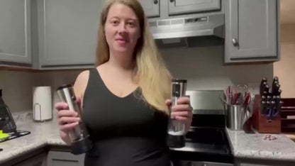 Conjunto de Moedores Elétricos de Sal e Pimenta - Moedor Automático de Pimenta com Indicador de Bateria, 5 Níveis de Moagem Ajustáveis, Tampa Protetora contra Poeira e Base, Ideal para Cozinhas Modernas | Natal | Halloween, Sal e Pimenta