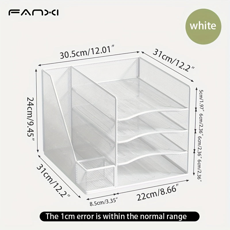 Iron Paper Organizer, Letter Tray, Document Data Bookend, Desk File Organizer, for Office, Home or School