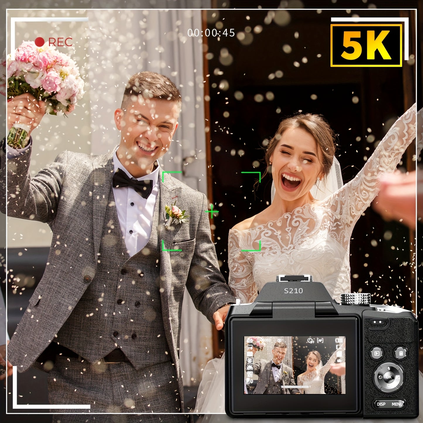 NBD 5K&64MP Digital Cameras for Photography, 16X Optical Zoom Camera with WiFi & App Control, Vlogging Camera with 180°Flipable 3-inch Screen, 2 Batteries, Camera Strap&32GB Card, Lightweight Camera, Wifi Camera, Camera For