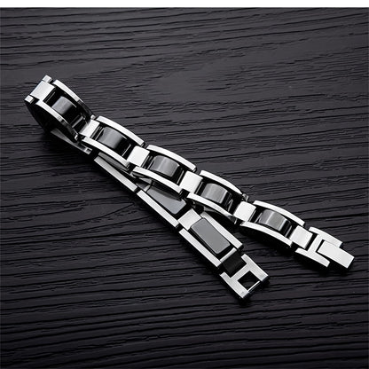304 Stainless Steel Men's Bracelet, Black Electroplated Unique Design - Perfect Holiday Anniversary Gift for Father and Elders on Christmas. Includes Removal Tool; Suitable Also as a Women’s/Unisex Accessory, Christmas Pres