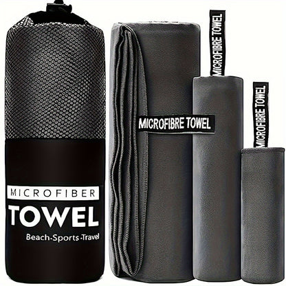 Quick-Dry Towel - 3 No. Lightweight Microfiber Travel Towel Set with Bag, 30x30cm, 40x60cm, 60x122cm - Quick Dry Towel for Camping, Beach, Gym, Backpacking, Golf, Sports Towel, Golf Towel