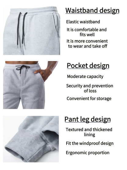 3pcs Men's Casual Athletic Joggers - Durable, Versatile & Warm Polyester Sweatpants with Drawstring Waist, Machine Washable - Black, Dark Gray, Navy Blue