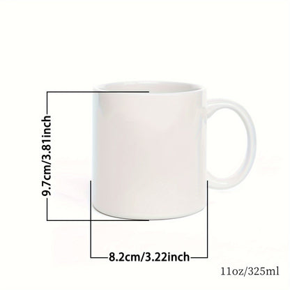 1pc, 11oz Printed Blue Sticky Notes Pattern Ceramic Mug, Portable Wide Mouth Coffee Cup, Water Cup, Suitable Gift For Family Friends, Summer Essential, Back To School Supplies, Apartment Essentials, College Dorm Essentials