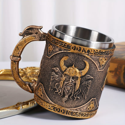 1pc, Medieval Style Beer Mug, Stainless Steel Coffee Mug, Coffee Cups, Vintage Water Cups, Summer Winter Drinkware, Birthday Gifts, Christmas Gifts