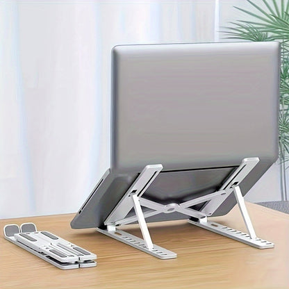 Foldable Adjustable Desktop Computer Cooling Stand - 54.61cm x 71.12cm White/Black, Adjustable Length for Laptop, Phone, Books, Ergonomic Design, Non-Slip Rubber Pads, Portable & Lightweight, Reduces Space Occupancy, Perfect